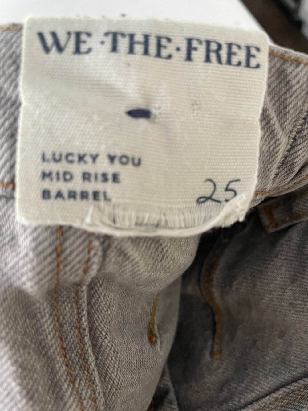We The Free People Lucky You Mid Rise Barrel Jeans Archive Grey Boho 25 NWT $98 - Picture 15 of 16